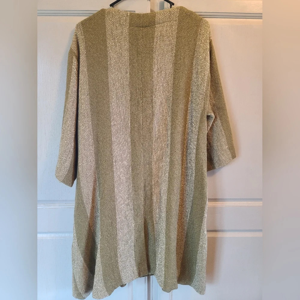 MASAI Janette Sage Green Boucle Jacket Stripe Pockets Long Cardigan - Picture 9 of 9